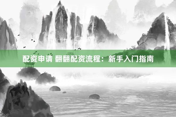 配资申请 翻翻配资流程：新手入门指南