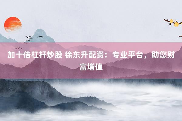 加十倍杠杆炒股 徐东升配资：专业平台，助您财富增值