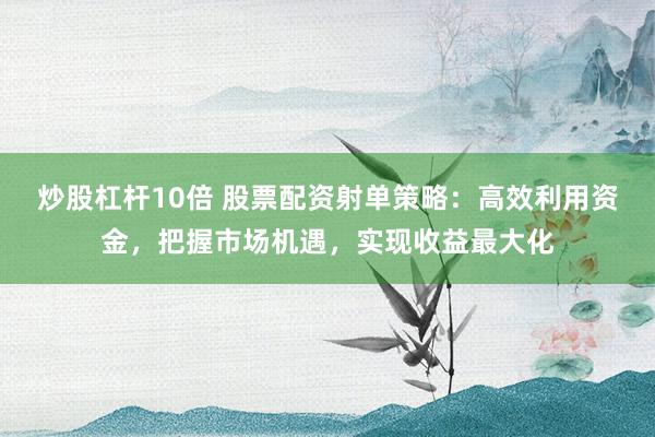 炒股杠杆10倍 股票配资射单策略：高效利用资金，把握市场机遇，实现收益最大化