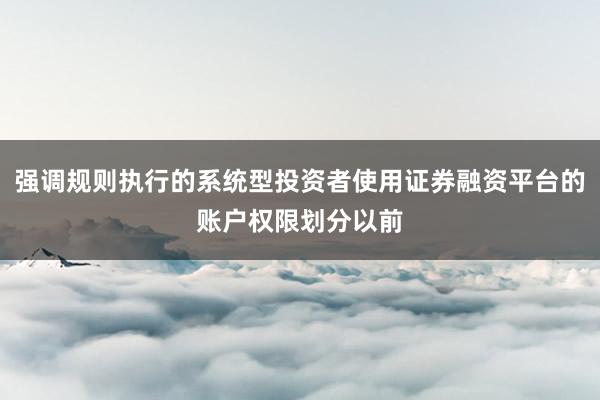 强调规则执行的系统型投资者使用证券融资平台的账户权限划分以前