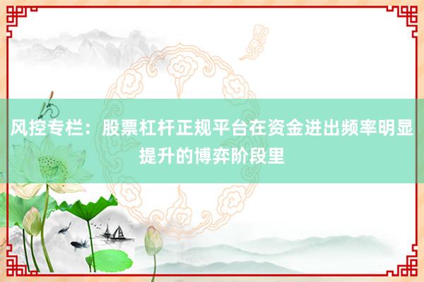 风控专栏：股票杠杆正规平台在资金进出频率明显提升的博弈阶段里